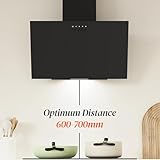 FIREGAS Angled Cooker Hood 60 cm, Class A Kitchen Extractor Hood with Tempered Glass, LED Light, Recirculating & Ducting System, Wall Mounted Kitchen Extractor Fan, Black - Image 8