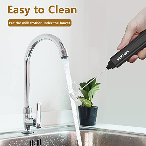 Mocteek Milk Frother, Handheld Mini Foamer Maker For Latte Coffee, Cappuccino, Hot Chocolate,Matcha, Frappe (Black) #TOP5