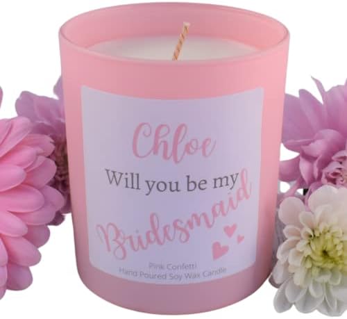 Personalised Bridesmaid Proposal Candle Gift Will you be my bridesmaid Luxury Soy Wax Candle 35 hour By Fizzy Fuzzy