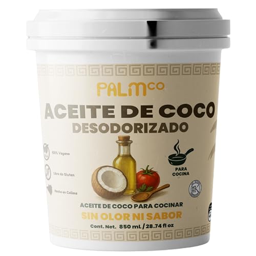 Aceite de Coco Desodorizado 850mL – 100% Natural, Sin Olor ni Sabor, Ideal para Cocinar, Freír y Hornear, Puro y Sin Refinar, Apto para Dietas Keto, Paleo y Veganas