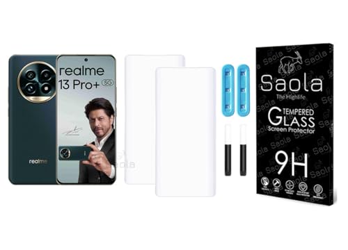 Image of Saola 2-Pack UV Curved Tempered Glass for Realme 13 Pro Plus | 9H Hardness | Edge-to-Edge Full Screen Coverage| UV Light Installation | Scratch Resistant | Case Friendly Screen Protector. (6.7 Inches)