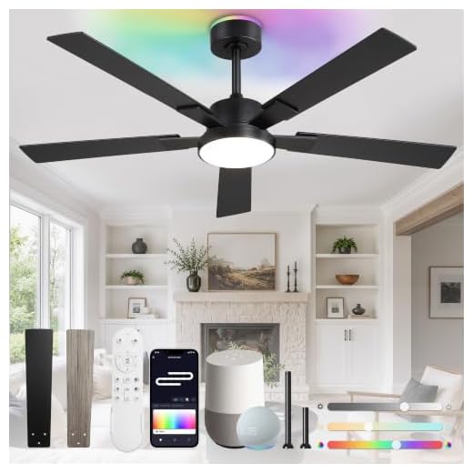 Fanbulous 52 Inch Smart Ceiling Fan with Light and Remote, Alexa Compatible