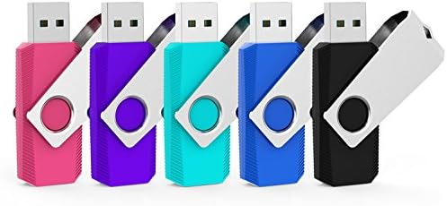 5 Pack 16GB USB Flash Drives USB 2.0 16GB Flash Drive Multicolored-Black,Blue,Pink,Purple,Cyan