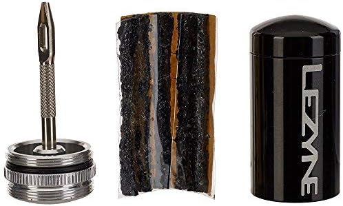 LEZYNE Tubeless Bicycle Tire Repair Kit, Mountain & Gravel Bike Tires, 5 Thick Tire Plugs, Combined Ream, Storage Tube, Compact, Fixes Punctures or Flats On The Go