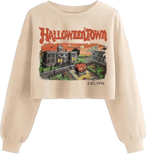 KNBUO Women’s Halloweentown Est 1998 Graphic Crop Sweatshirt（XL,04A