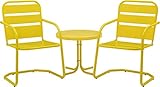 Crosley Furniture KO10013YE Brighton Retro Metal 3-Piece Seating Set (2 Chairs and Side Table), Yellow