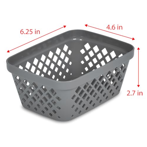 Image of Glad Plastic Storage Basket Set - Multipurpose Drawer Trays, Kitchen Pantry Containers, and Bathroom Bins - 9 Pack Small Organizers, Grey