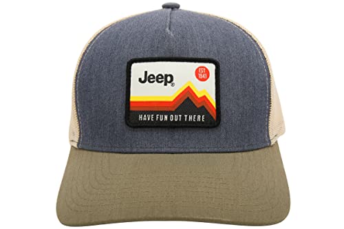Jeep Have Fun Out There Trucker Snapback Patch Hat Grey/Army Green/Cream #TOP5