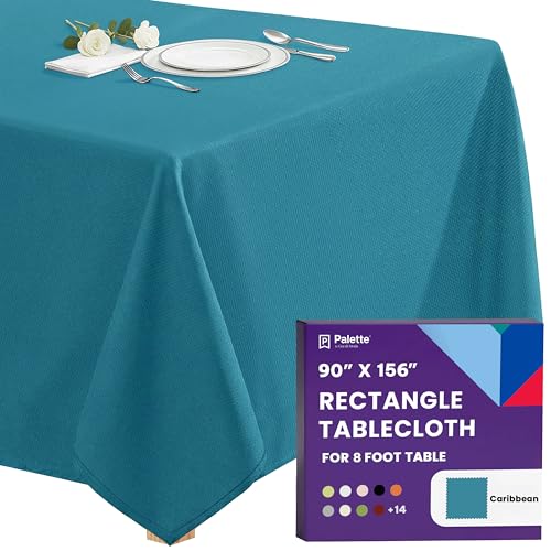Image of Gee Di Moda Rectangle Tablecloth - 90 x 156 Inch Caribbean Table Cloth for 8 Foot Tables with Floor-Length Drop - Heavy Duty Washable Fabric for Holiday Party, Dinner, Weddings & Baby Shower