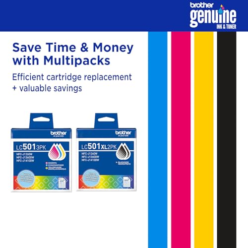 Image of Brother Genuine LC501XL2PK Twin Pack High Yield Black Ink Cartridges (for use with Work Smart 1260, 1360, and 1410 Printers)