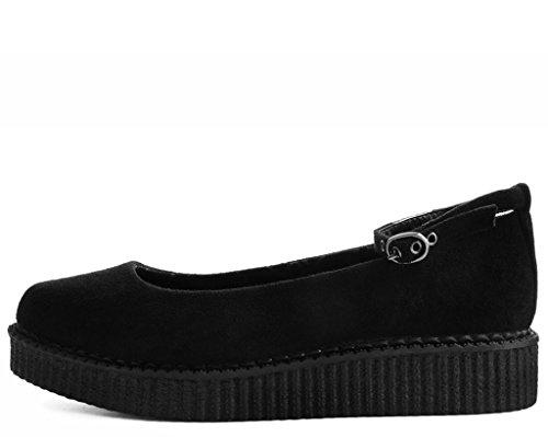 T.U.K. Shoes Black Pointed Ballet Ankle Strap Creeper Sneaker Flats for Women3