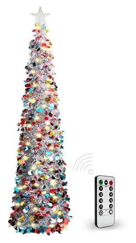 Hisffog LQ-001 5Ft Pop Up Christmas Tinsel Tree cover