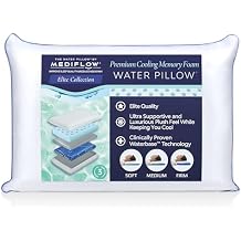 Mediflow Water Pillow - Elite Collection, Cooling Gel Memory Foam. Orthopedic for Neck Pain Relief, Adjustable Water Pillow for Sleeping. Single Pack