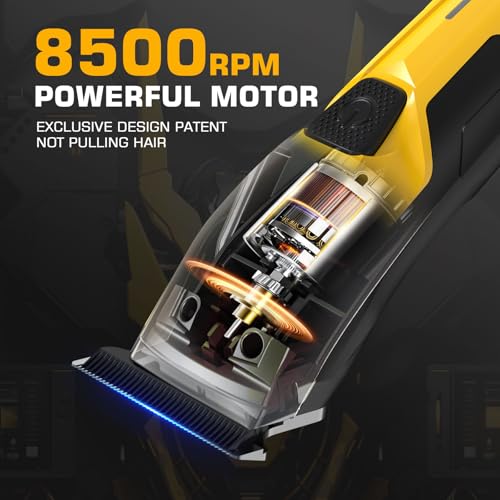 Image of Professional Hair Clippers for Men, Professional Barber Clippers and Trimmer Set, Mens Cordless Hair Clipper for Barbers Haircut Kit Fade Yellow