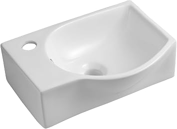 iBathUK Modern Small Gloss White Wall Hung Ceramic Wash Basin Sink Bowl