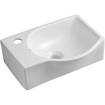 iBathUK Modern Compact Ceramic White Gloss Wardrobe Washbasin Wall Hung Bathroom Sink - 400x225mm