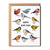 OystersPearl Bird Birthday Card - Happy Bird-Day - Birthday Card With Birds - Happy Birthday Greeting Card - Birthday Greeting Card