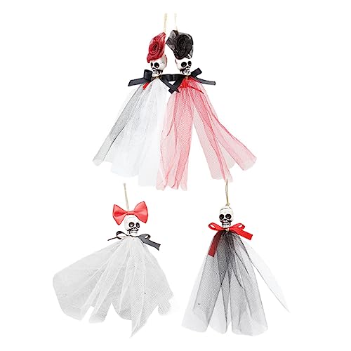 4 Squelettes Halloween en Jupe de Tulle Décoration à Suspendre Porte et Mur