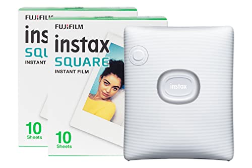  instax Fujifilm Square Link - Stampante fotografica per smartphone wireless, 20 scatti, colore: Bianco