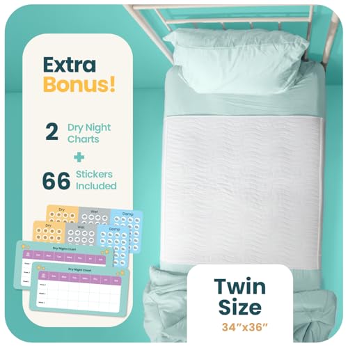 Image of IMPROVIA Pee Pads for Kids - Bed wetting Pads for Kids Potty Training Bed mats for Toddlers Waterproof Reuseable Washable Absorbent, Non Slip - White - Twin Size 34 inchx36