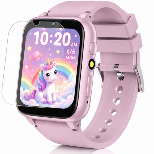 Image of Smart Watch for Kids, Girls Boys Smartwatch with 26 Games Camera Video Recorder and Player, Pedometer Calendar Flashlight, Audio Book etc., Gifts for 4-12 Years Children (Pink) | 26 Games, Camera, Music Player, Alarm Clock & Calculator & Pedometer
