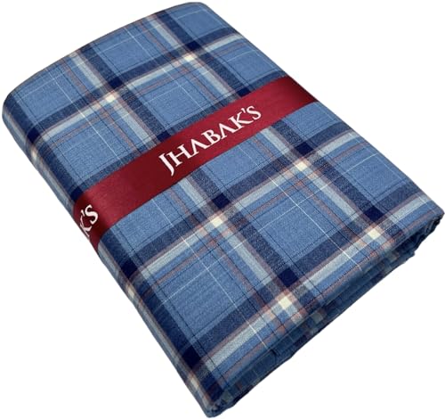Image of JHABAK'S Cotton Blend Unstitched Checkered Fabric for Men - 2.35m Shirt Piece / 3m Kurta Piece - Width 36 Inches