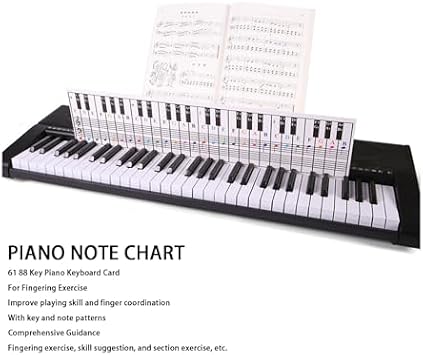 Piano and Keyboard Note Chart, Visual for Beginners on Medium to Full Size Keyboard with Four Octave Coverage