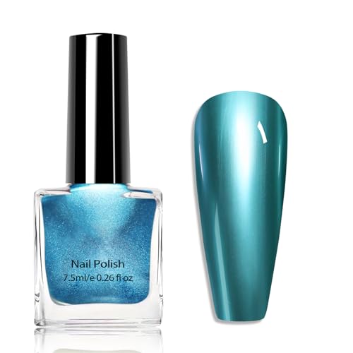 Metallic Nail Polish, Chrome nail polish, Mirror Quick Dry Nail Varnish, Metallic Effect Nail Art Polish, Silver Plating metallic nail No UV Needed, mirror Gel Nail Polish (10#Blue)