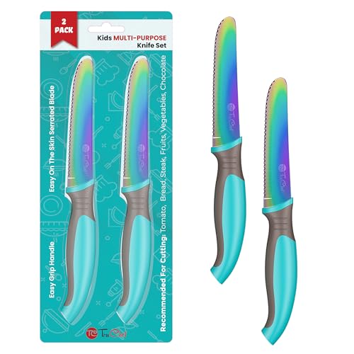 TruChef 2-Piece Kids Tomato & Steak Knife Set | Safe...