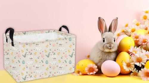 Image of Essme Rectangular Shelf Basket for Kids, Toy Organizer, Easter Gift. (Flower Easter Eggs)