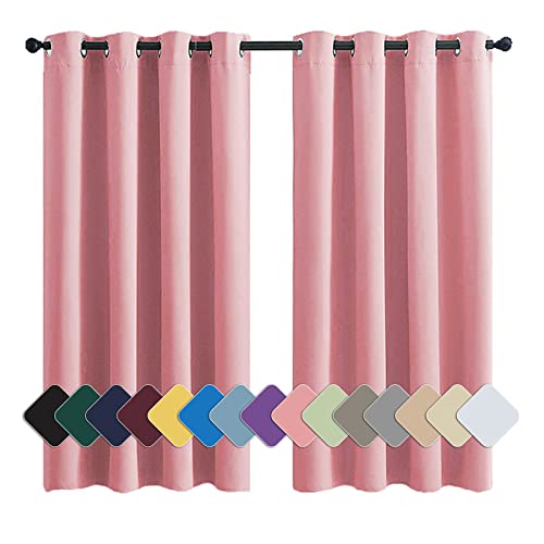 MENGH Insulating Curtain Blackout High-Quality Cold Protection for Scarf Bedroom Children's Room Living Room Pink 1 Piece 220 x 200 cm (H x W)