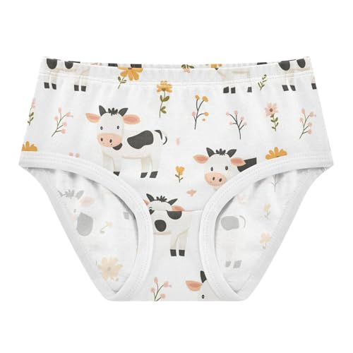 Wusikd Cartoon Cow Daisy Girls' Underwear Cotton Cute Girls Briefs Soft Toddler Underwear 2T