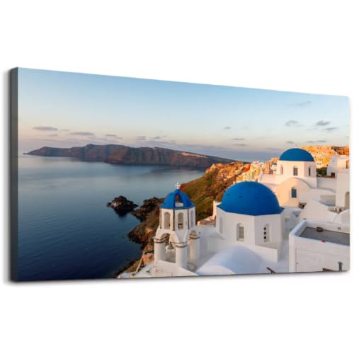 Image of Wall Art Santorini Island Skyline at Sunrise