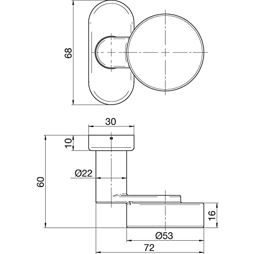 OGRO Renovi 3020 AO FS 90050057191 Door Knob, Rosette 30 x 68 x 10, Button Offset, Matte Stainless Steel, Silver - Image 3