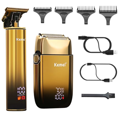 KEMEI Foil Shaver Men's Electric Shavers with Double Foil Flexible Blades T-shaped Beard Trimmer Hair Trimmers Care Sets Waterproof