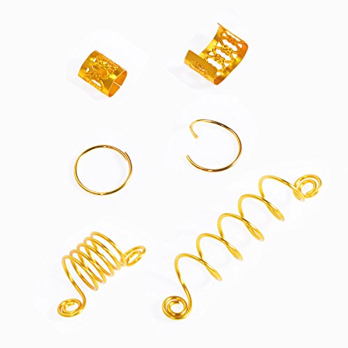 image for BBTO 120 Pieces Aluminum Hair Coil Dreadlocks Hair Braid Rings Dreadlo