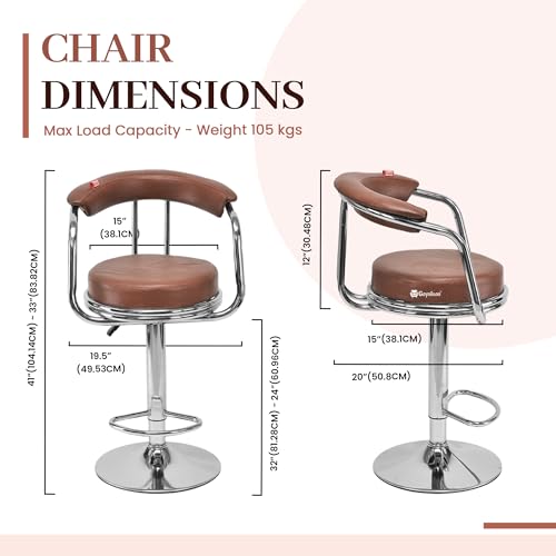 Image of GOYALSON Classic Height Adjustable and Revolving Bar Stool Kitchen Chair Stool (1, Rolex Tan)