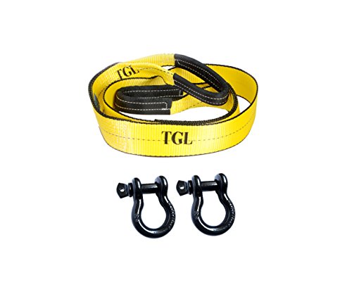 TGL 3 inch 8 Foot 30,000 Pound Capacity Tree Saver, Winch Strap with 2-Pack of 3/4 inch Shackles