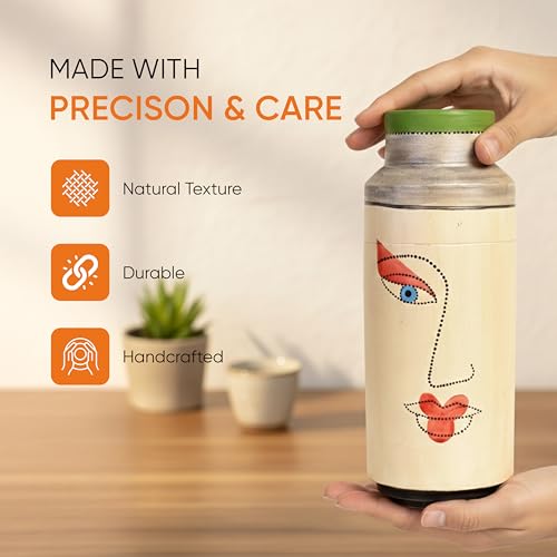 Image of Aakriti Art Creations Handmade Contemporary Face Terracotta Vase | Matte Finish Multi-Color Modern Art Decorative Vase for Living Room Decor, Table Decor, Shelf Decor & Gifting