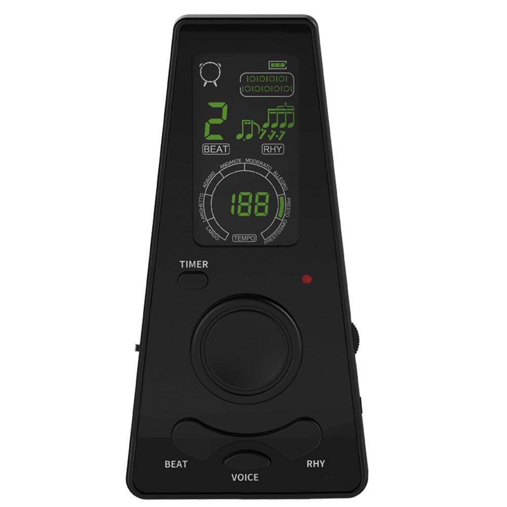 Elektroniczny metronom, panel LCD, głośny dźwięk, wymowa wokalu, z funkcją pomiaru czasu, gitara skrzypce dziecięcy Mini rytm wokalny uniwersalny (Color : Black)