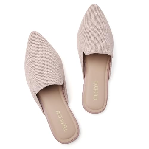 Image of Tilocow Knit Mules Office Slip on Loafers Business Casual Flats for Women