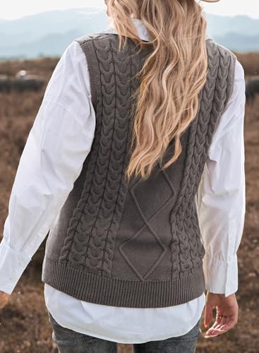 Image of EVALESS Oversized Sweater Vest for Women V Neck Sleeveless Solid Color Loose Pullover Sweater