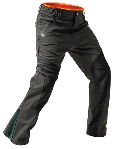 Moosehill Men's-Snow-Ski-Pants Waterproof-Fleece-Lined-Softshell-Insulated-Warm for Snowboarding...