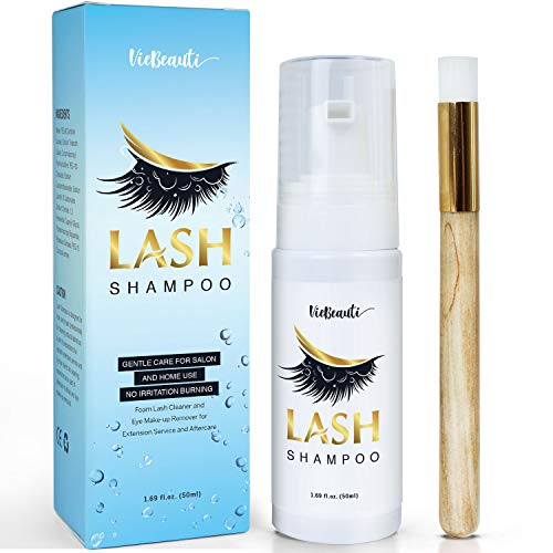 Eyelash Extension Shampoo - Eyelid Eyelash Foaming Cleanser - Best Eyelash Wash and lash bath for Extensions and Natural Lashes - Mascara Remover - Paraben and Sulfate Free - Professional and Self Use