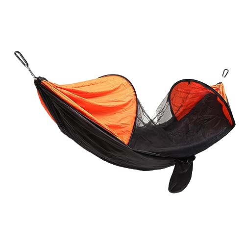 Abaodam 1Pc Portable Outdoor Camping Hammock with Bed Net Durable Design for Protection for Hiking and Picnics Black Orange