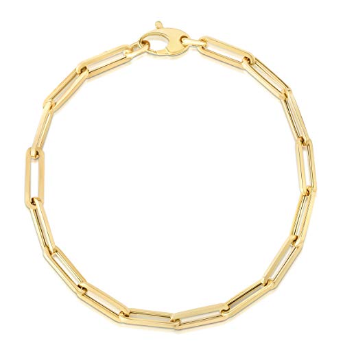 Floreo 14k Yellow Gold Hollow Paperclip Link Chain Bracelet - 7.5 Inch