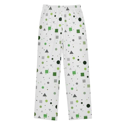 Pajama Pants Lounge Sleep PJ Bottoms Sleepwear Elastic Waist Drawstring S Green Polka Dot