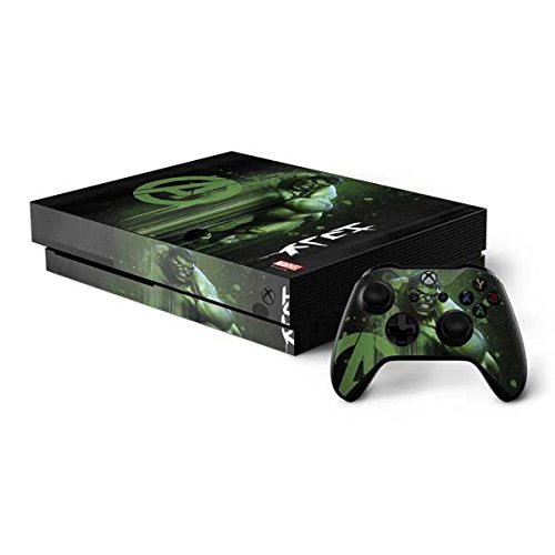 Skinit Decal Gaming Skin Compatible with Xbox One X Console and Controller Bundle - Officially Licensed Marvel/Disney Hulk is Ready Design