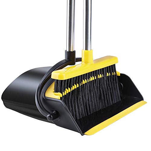 Broom and Dustpan [2020 Upgrade] Tiumso Dust pan Broom Set with Upgrade Combo and Sturdiest Extendable Long Handle,4 Layers Bristles,Upright Standing for Home, Office, Kitchen, Lobby - Thumbnail 3