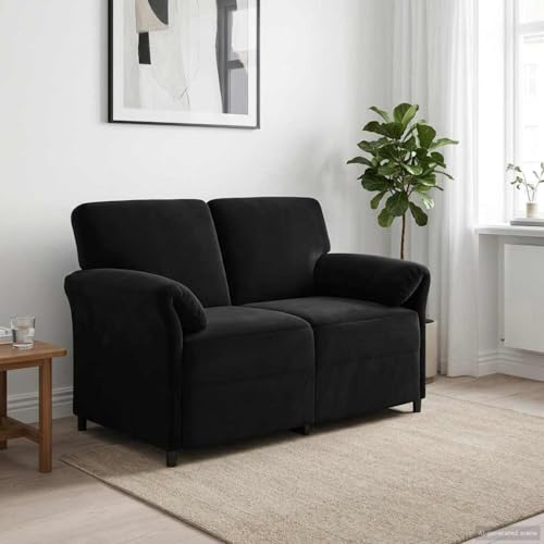 Ezbryzmatic 2-Sitzer Couch schwarz 138 x 83 x 95 cm Samt mit Schlaffunktion sowie Platzsparender Gestaltung für Wohnzimmer, Gastzimmer, Büro und Loungbereich in mattierter Oberfläche